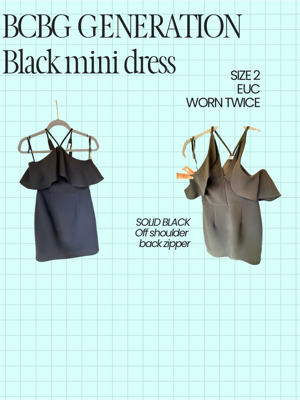 BCBGeneration Black Off-Shoulder Ruffle Mini Dress